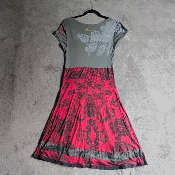 Desigual Red Black and Grey patterned dress - Picture 2 of 6